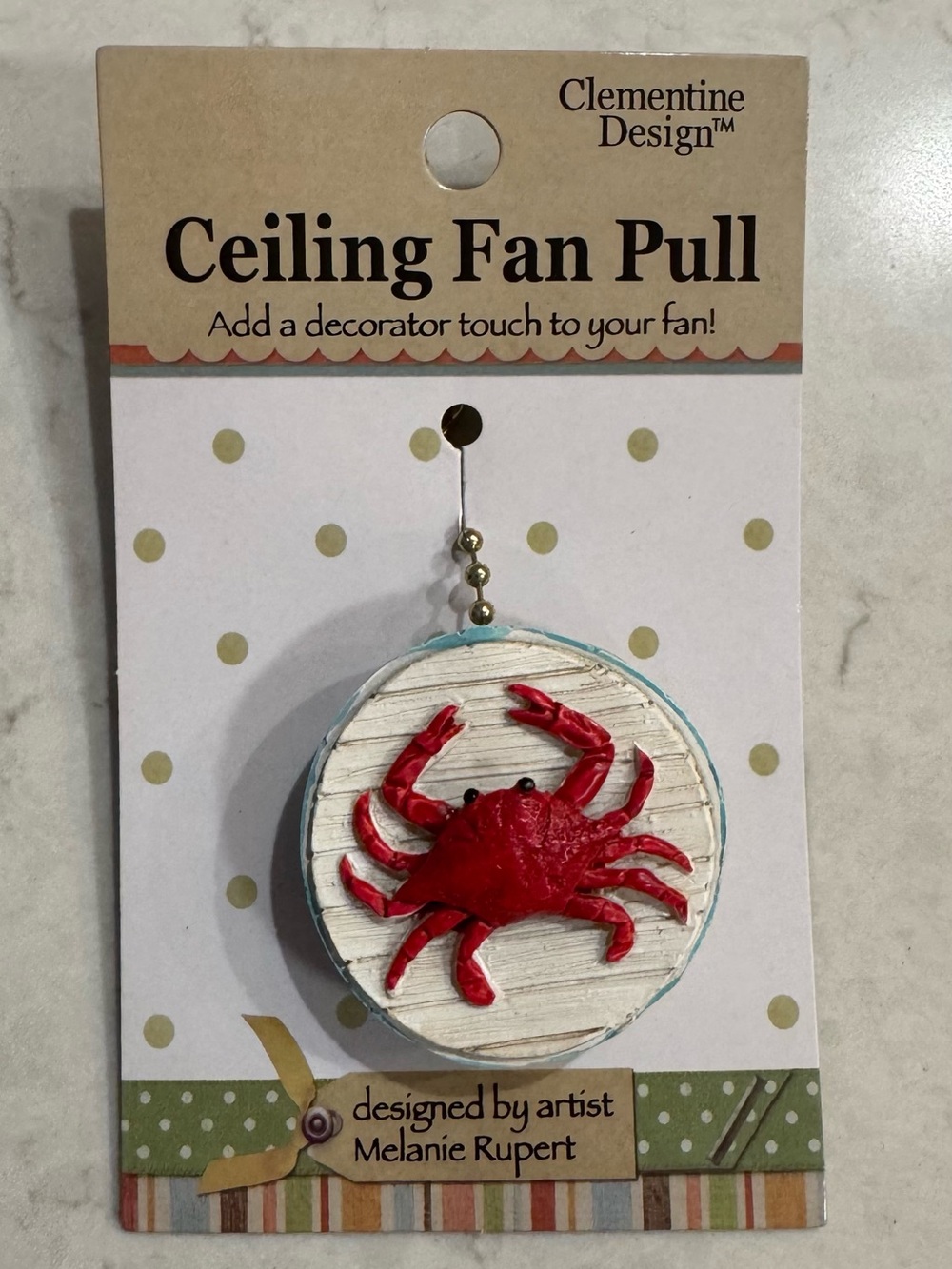 Clementine Design Red Crab Ceiling Fan Pull.